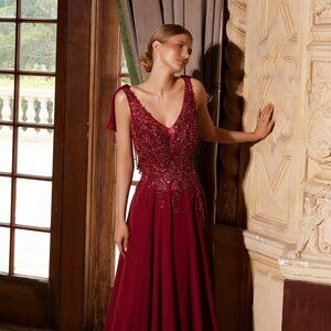 NEW FORMAL A-LINE SLEEVELESS MOB DRESS W/ OVERLAY STRAPS & SEQUINS NX MJ132